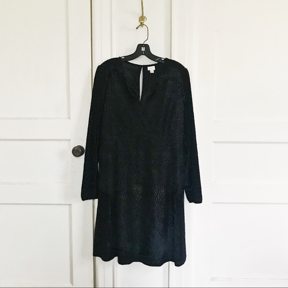 Black Tonal Polka Dot Dress w/ Long Sleeves